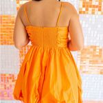 Orange Ruched Bubble Mini Dress Photo 2