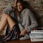 Free People  Oasis Tunic Pullover Knit Sweater in Silver Glass Combo Size Small Photo 1