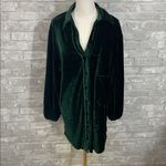 Lalavon Elegant Green Velvet Mini Shirt Dress Size M Photo 1