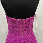 Sherri Hill  56077 Halter Leaf Lace Gown Magenta Size 12 Photo 5