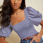 Nation Ltd Samira Smocked Tee in Deco size Small (S) Photo 0