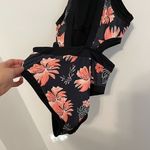 NEW NWT HOLIPICK High Neck One Piece Cutout Swimsuit Black Coral Tropical Floral Size M Photo 11