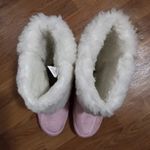 EuroCentra 7 EU38 Fleece Lined Faux Suede Boots Embroidered Roses Red on Pink Photo 5