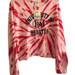 PINK - Victoria's Secret - RARE- NWT VS TIE DYE Houston crop sweatshirt LARGE Photo 0