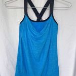 Beyond Yoga Small Draped Cowl Neck Tank Top Blue Criss Cross Back Athleisure Gym Photo 0