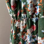 Pretty Garden Flower Floral Long Sz XL Long Sleeve Flowy Dress Boho Chic #44 Green Photo 6