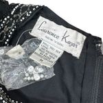 Laurence Kazar Lawrence Kazar Silk Beaded Evening Top Blouse Black Silver Medium Photo 9