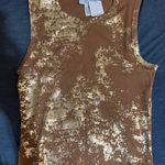 Just Polly Juniors’ Foil Ribbed Crewneck Tank Size Small Brown Photo 0
