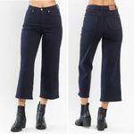 Judy Blue  High Waist Tummy Control Garment Dyed Wide Leg Crop Navy Jeans Photo 1