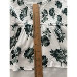 Hollister White Green Floral Top XS Smocked Peplum Milkmaid Boho Coquette Photo 5