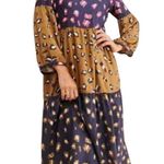 Anthropologie  Blue Tan Vilagallo Tammy Tiered Midi Dress Size 4 Boho 225.00 Photo 0