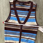 Urban Outfitters Witty fox ribbed striped y2k sweater tank brown blue medium NEW NWT Photo 5