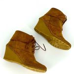 Bettye Muller  Lace Up Suede Wedge Bootie Tan Size 37 Photo 8