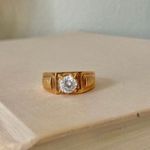 Signet Solitaire 14KHGE LINDCP Gold Vintage Ring “Amadea” Masculine Round China Jewelry Photo 2
