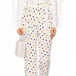 Anna October Trouser Pants Cropped Polka Dot Print Rainbow Multicolor Size XS White Photo 0