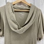 Converse  SMALL Cream Khaki Cowl Neck Knit Top Short Sleeve Blouse Photo 2