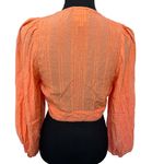 Skylar + Madison Top Womens Size Small Coral Orange Crop Top Puff Sleeves Photo 3