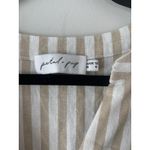 Petal and Pup  Women's Tan White Striped V-Neck Sleeveless Tiered Midi Dress Size 8 Photo 5