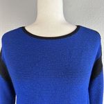 St. John Womens Bateau Neck Sweater Size 8 Cobalt Blue Black Wool Santana Knit Photo 1