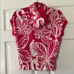 Jones New York  White and Pink Button Down Hoodie with Pockets Photo 10