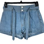 PacSun SZ 29 - 70s Jean Shorts Tie Belt Hi-Rise Zip-Fly Seamed Light Wash Blue Photo 1