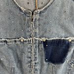 EXPRESS Vtg Y2K Jeans M Denim Jacket Sparkles Bling Rhinestones Festival Boho Photo 2