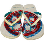 Tory Burch  3D Logo Ivory/Blue/Red Flip‎ Flops Sandals Rubber Size 7 US Photo 0