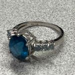 CID Clyde Duneier 10K White Gold Oval Blue London Topaz Ring Aquamarine Size 7 Photo 3