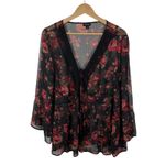 Torrid  Chiffon Lace Floral Bell Sleeve Babydoll Top 2X Sheer Whimsigoth Romanic Photo 1