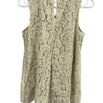 Rose + Olive  Cream Sleeveless High Neck Lace Overlay Keyhole Back Top Blouse S Photo 6