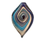 Lot 5 Dichroic Glass Pendants Charms Circle Leaf Blue Green Gold Multicolor Photo 2