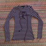 Forever 21 MAROON WHITE STRIPE LACE UP LONG SLEEVE STRETCH TEE Photo 0