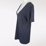 Velvet Navy Slub Cotton Deep V Neck Tee Medium Blue Photo 3