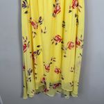 DKNY  Shirred Floral Print Crepon Midi Dress Womens 14 Yellow Flutter Sleeve Chic Photo 9