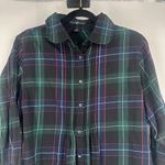 Gap Y2K Women’s Button Down Shirt Size L Holiday Tartan Plaid Green Red Pleated Photo 2