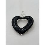 Glass Heart Pendant Brown and Grey Vintage Pre Photo 3