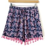 Simply Southern Navy and Pink Coral Lounge Shorts with Tassels Photo 0