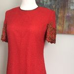 Vintage Beaded cocktail Dress Knee Length Holiday Party red Size 8 Photo 7