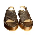 Paloma Barcelo Free People Sima Slingback Sandal Gold Leather Flatform Size 7.5 Photo 4