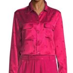 Equipment Tabitha Simmons x  Pink Satin Star Print Button Down Shirt Blouse Sz XS Photo 0