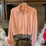 Cloud Chaser Plush Pullover Powder Blush Quarter Zip Cropped Top Womens Large  Photo 14
