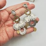 Chico's  Silver Gold Tone Statement Coin Dangle Earrings NWOT Photo 1