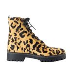 Myra Bag Inertia Combat Boots Womens 10 Leopard Print Lace Up Lug Sole Leather Black Photo 1