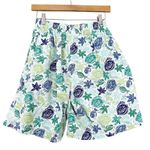 L.L.Bean Vintage Blue Green Fish Print Shorts Sz M Photo 3