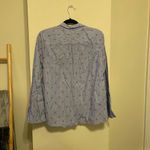 Kenar  Blue Stripe Ikat Print Bell Sleeve Blouse Size XL Photo 6