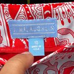 J. McLaughlin  Silk Skirt With A Novelty Peacock Print In Red And Light Grey Photo 4