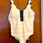 Nautical Blue and White One Piece Swimsuit with Wide Straps Size L Photo 2