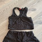 Black Textured Tank Top and Joggers Set Black Size M Photo 1