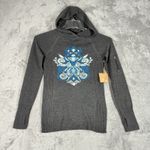 Telluride Sweater Womens XS Gray Blue Graphic Hoodie Knit Neutral Active Outdoor Photo 1