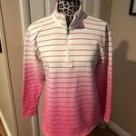 Talbots T by  Quarter Zip Pullover size small Pink Ombré Striped French Terry Photo 0